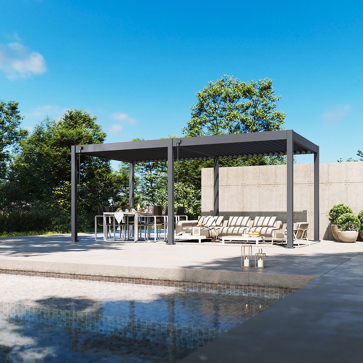 Weide Classic | Pergola Aluminium freistehend | 3 x 6 M | Lamellendach anthrazit? 