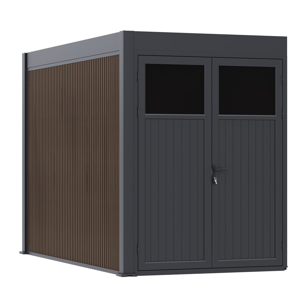 Weide Weide Aluminium & Wpc Anbau-Gartenhaus 3,6X2 M Anthrazit & Teak3.6 X 2.0 Meter