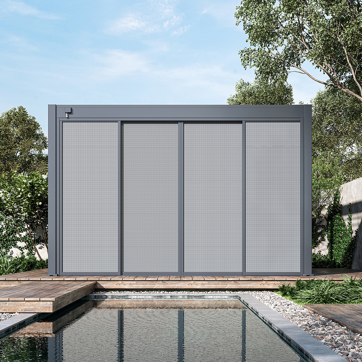 Weide Sichtschutz Textil F&uuml;r Pergola Schiebepaneel Anthrazit4 Meter Anthrazit 