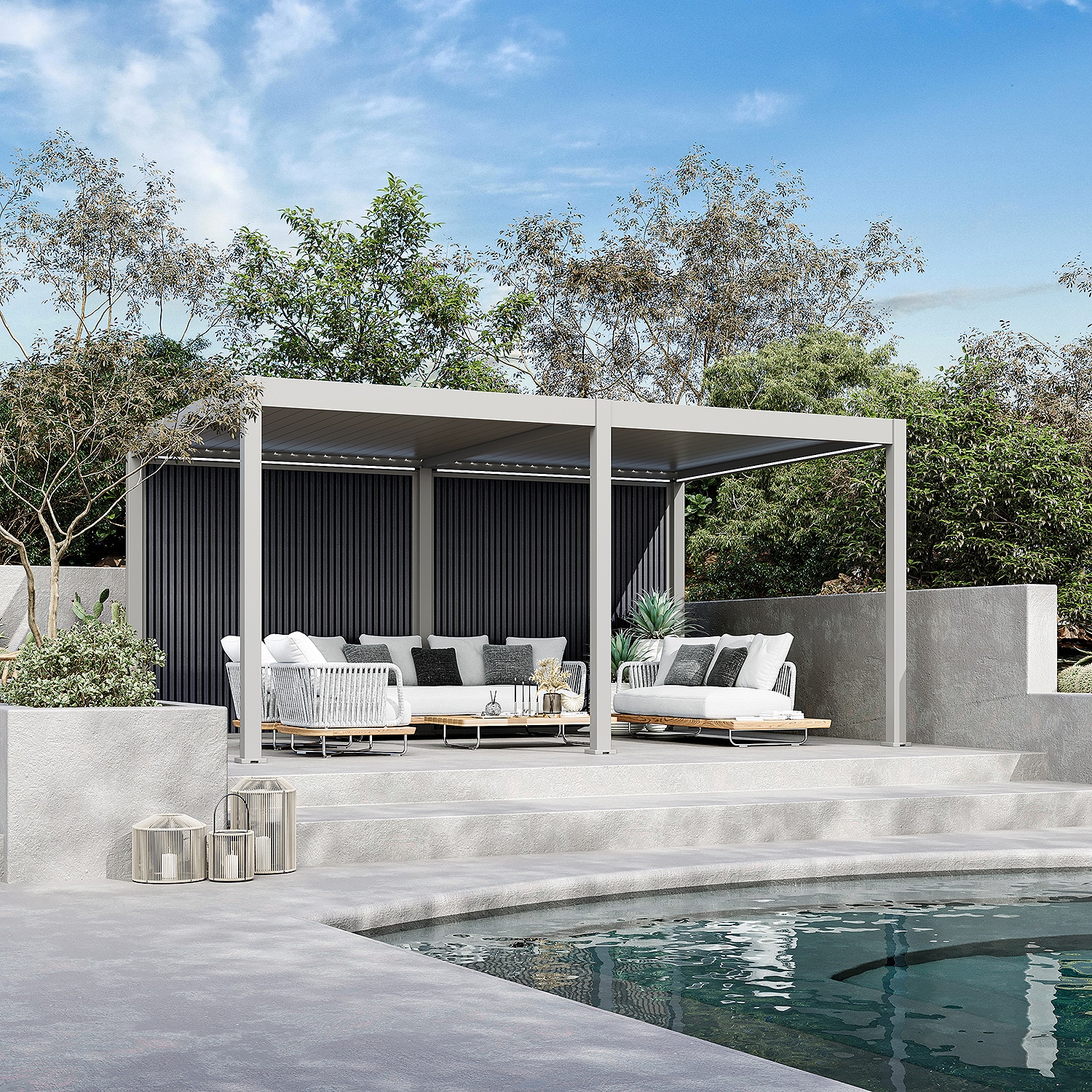 Weide WPC Sichtschutzwand f&uuml;r Pergola?Sand 2.65 m 