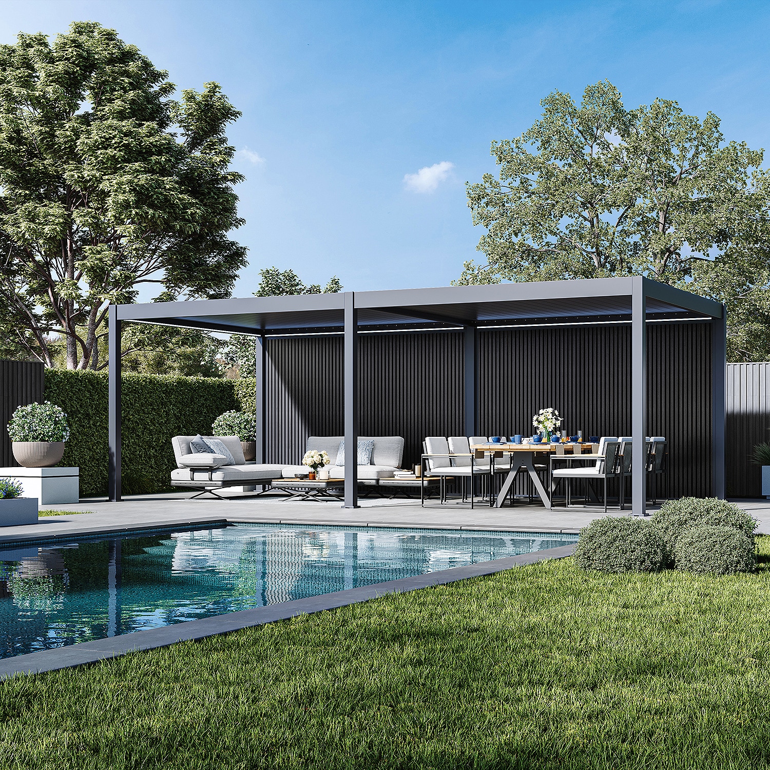 Weide Sichtschutzwand Anthrazit – Pergola Seitenwand Aus Wpc Lamellen & Windschutzanthrazit 3.6 M