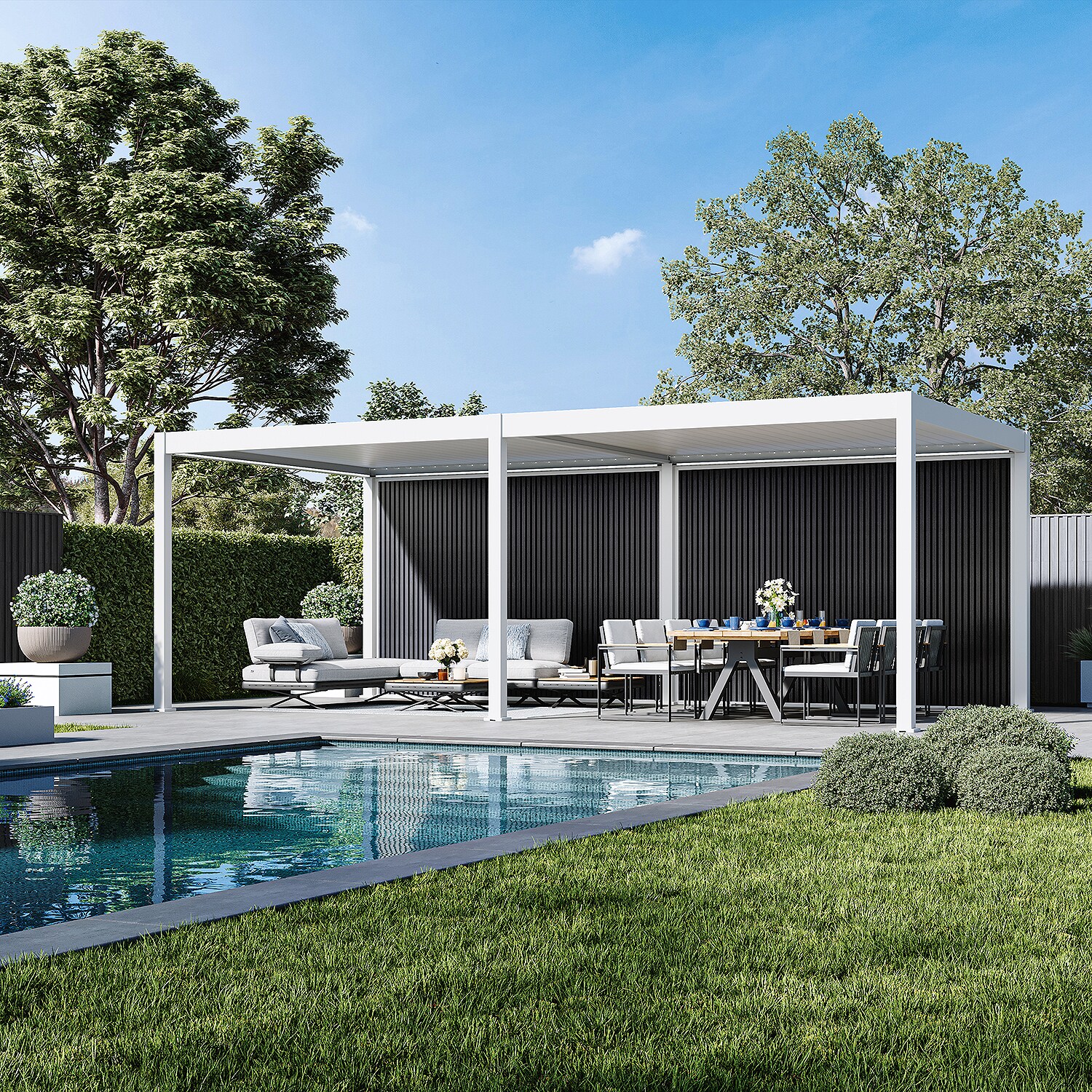 Weide Sichtschutzwand Anthrazit – Pergola Seitenwand Aus Wpc Lamellen & Windschutzweiß 3.6 M