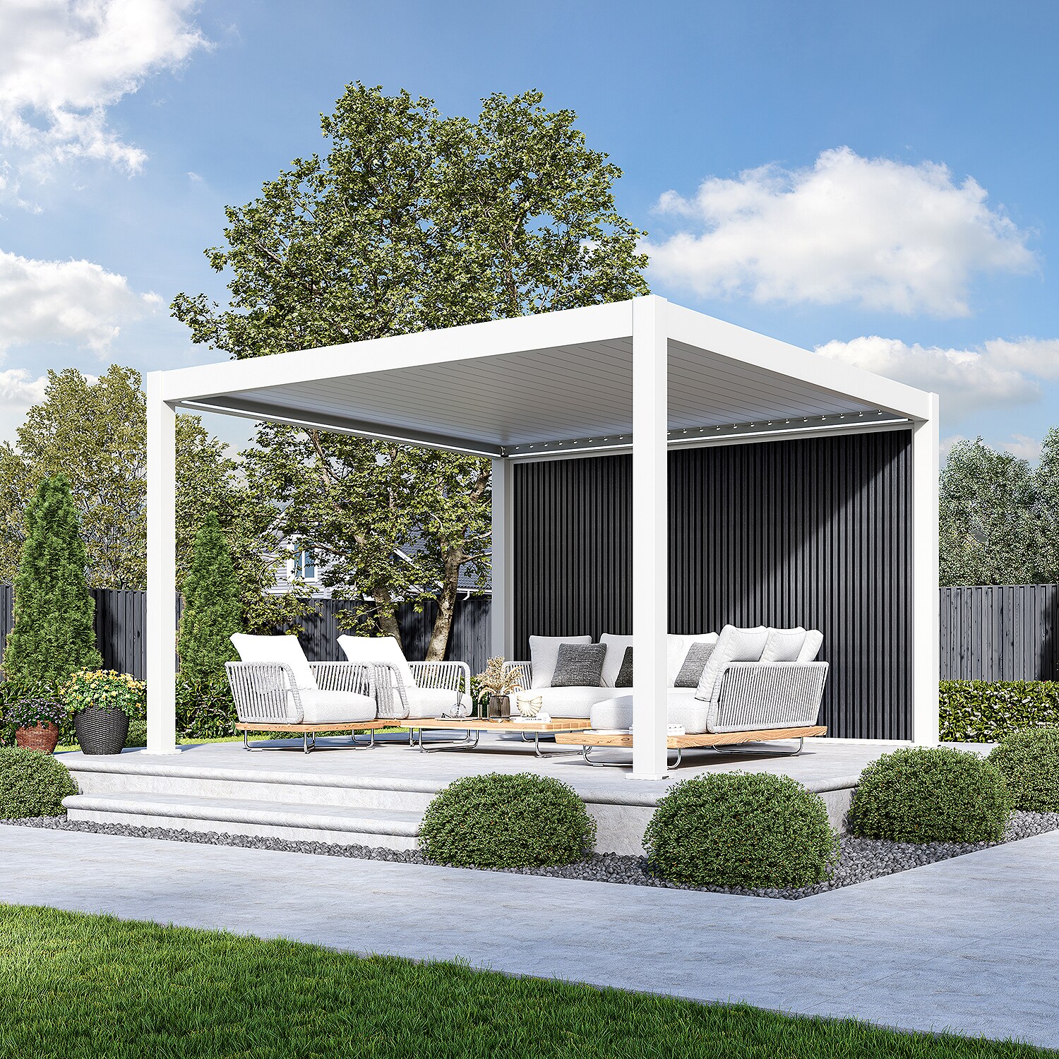 Weide WPC Sichtschutzwand f&uuml;r Pergola?Wei&szlig; 4.0 m 