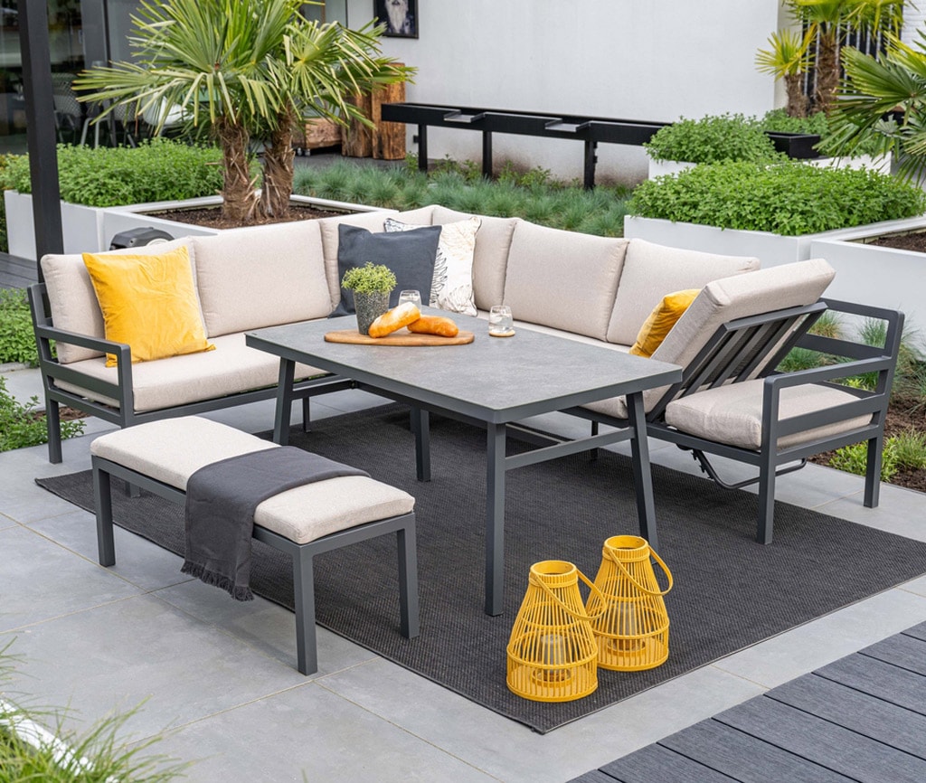 Garden Impressions Corsica Lounge-Dining Set - 4-tlg. hochwertiges Aluminium Gartenmöbelset inkl. Kissen