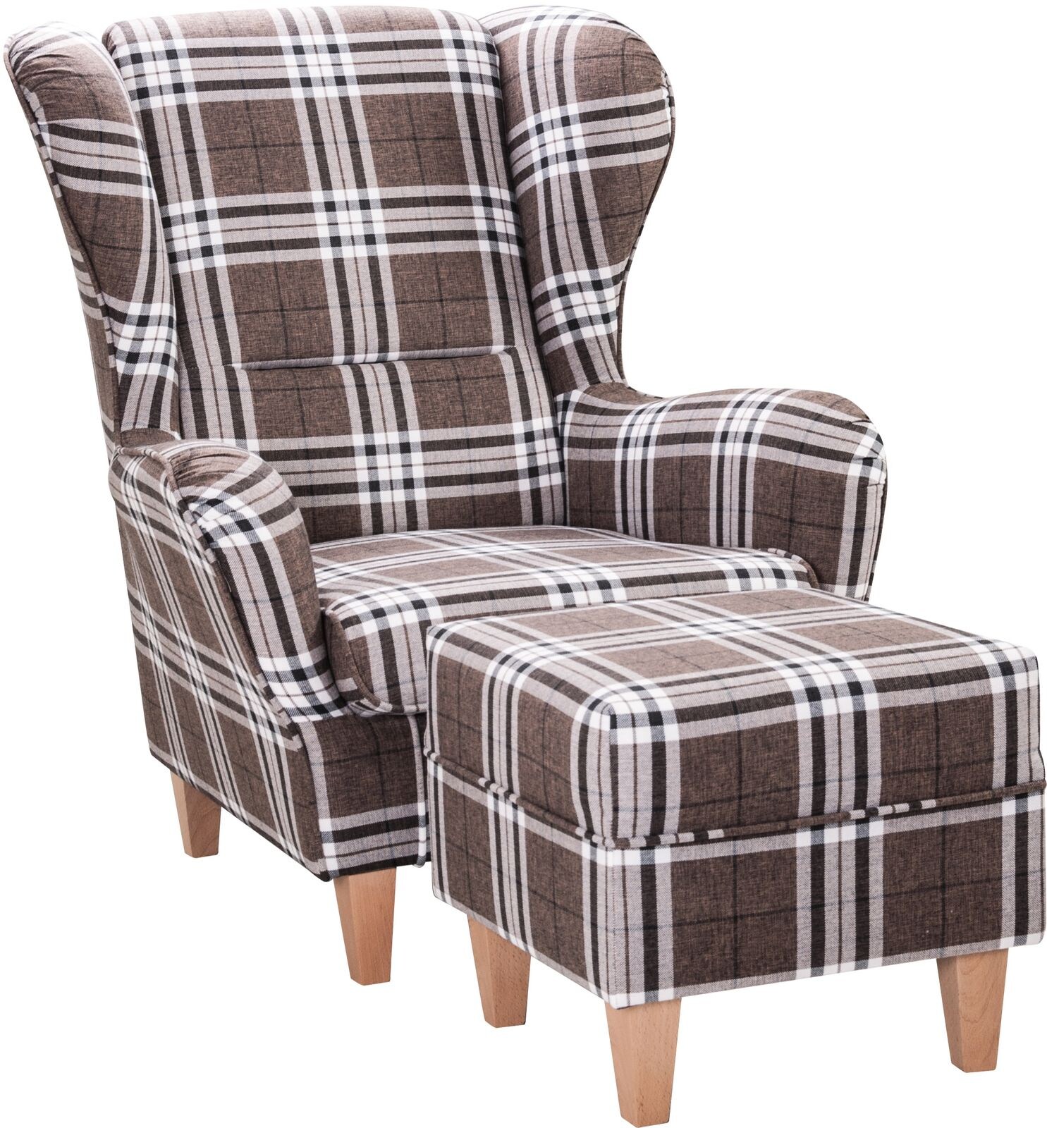Supellex Sofia Ohrensessel mit Hocker Design Oxford
