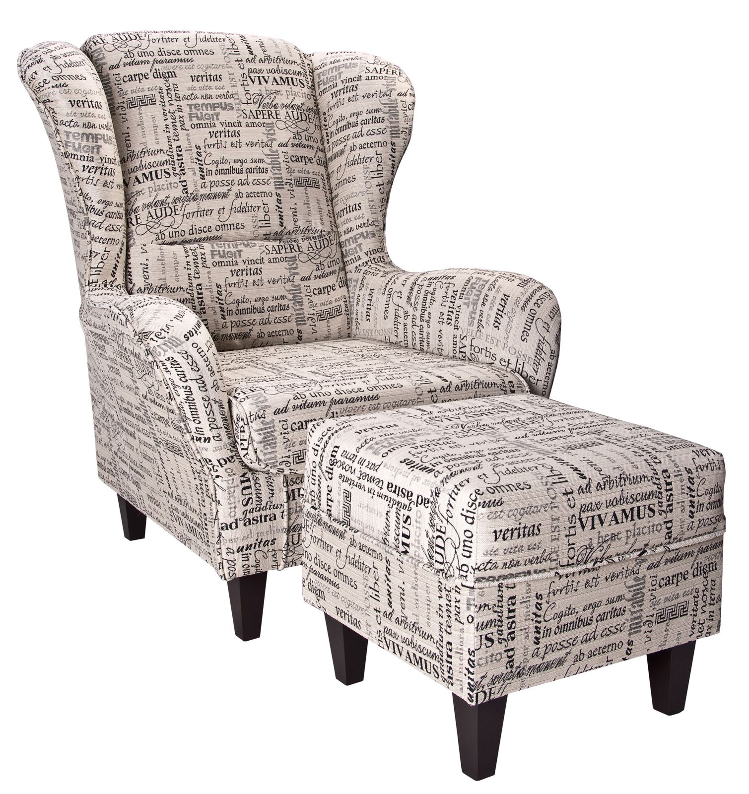 Supellex Sofia Ohrensessel mit Hocker | Carpe Diem Beige Kolonial Design ? 