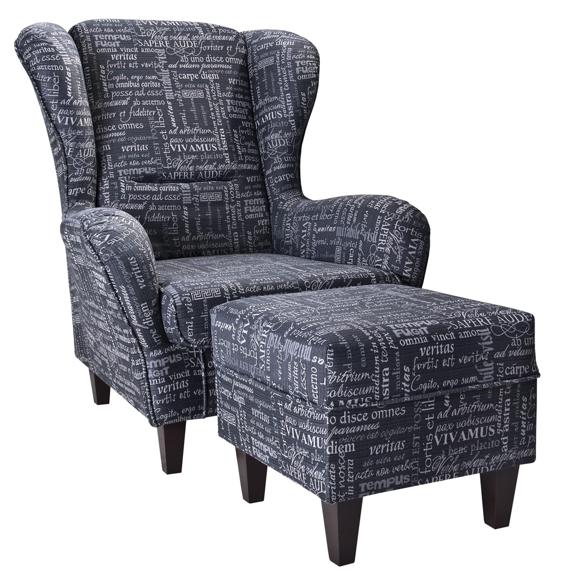 Supellex Sofia Ohrensessel mit Hocker Carpe Diem Anthrazit Design