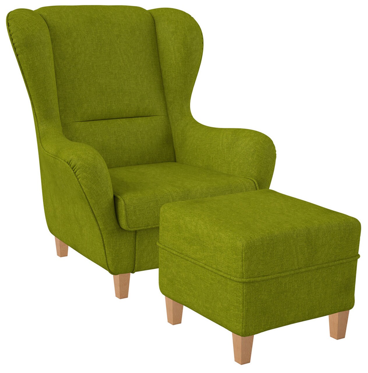 Supellex Sofia Ohrensessel mit Hocker Design Vienna Hellgrün