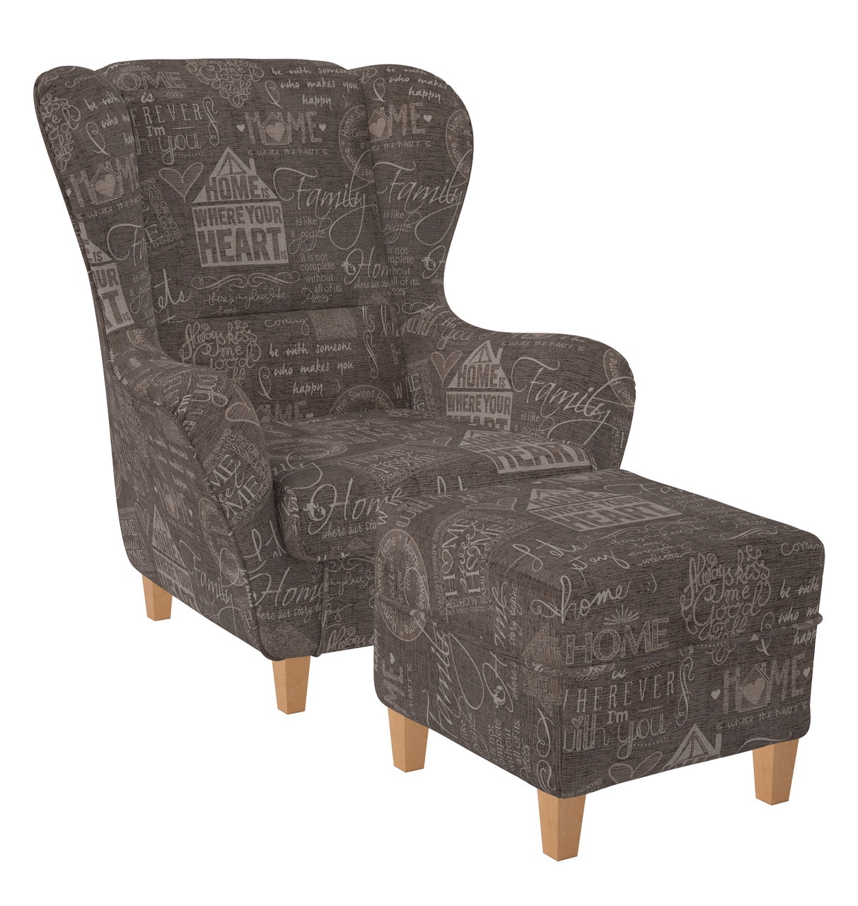 Supellex Sofia Ohrensessel mit Hocker Design Helsinki Braun