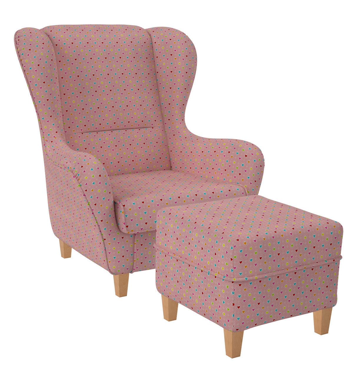 Supellex Sofia Ohrensessel mit Hocker | Design Herzchen Rosa? 