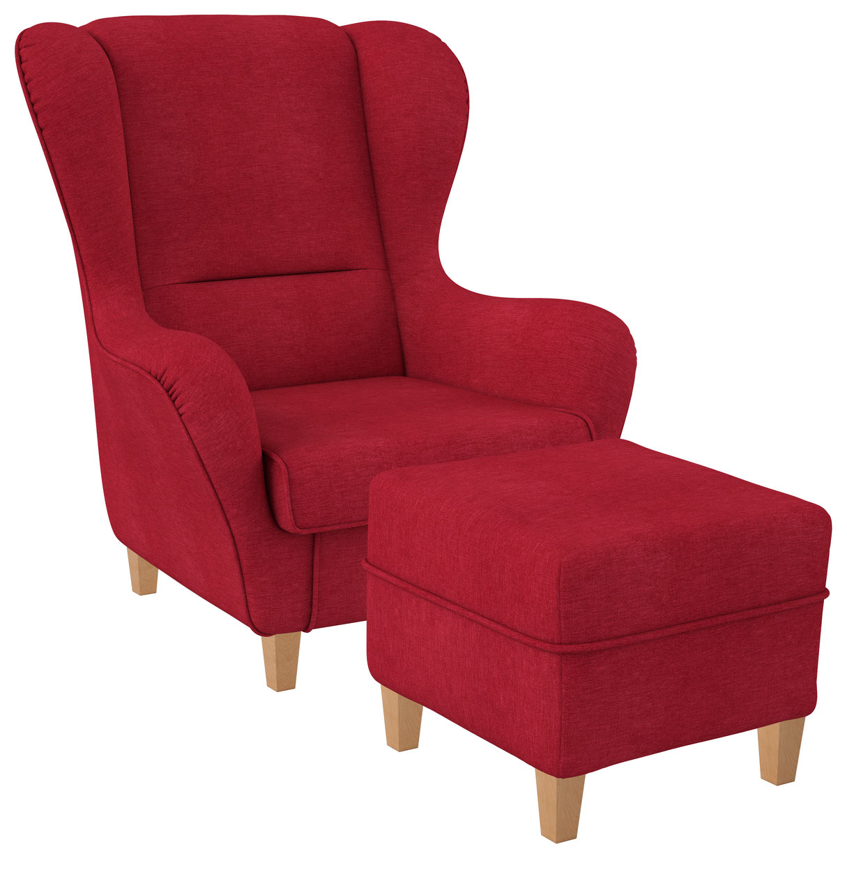Supellex Sofia Ohrensessel mit Hocker | Design  Vienna Rot? 