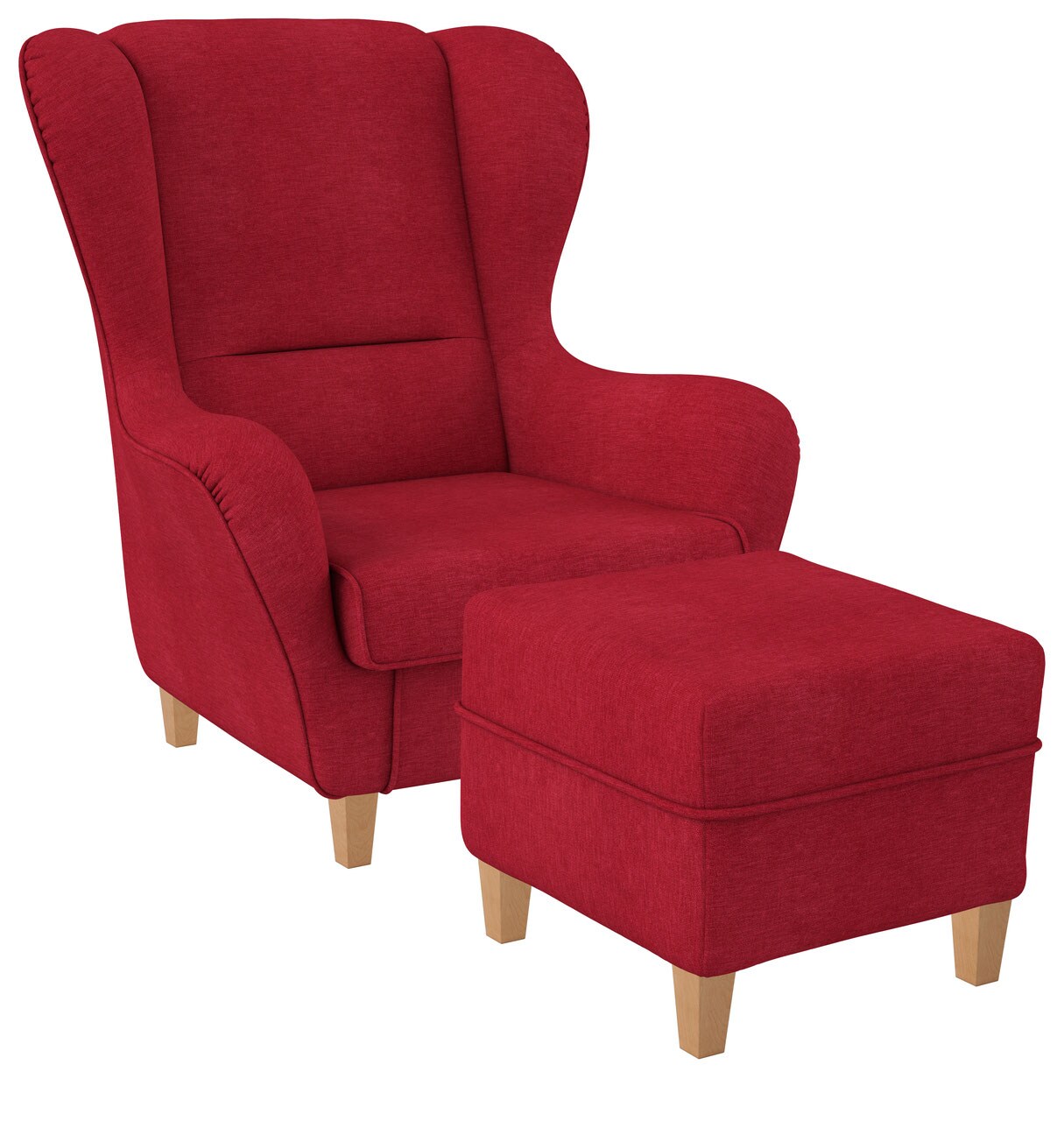 Supellex Sofia Ohrensessel mit Hocker Design Vienna Rot