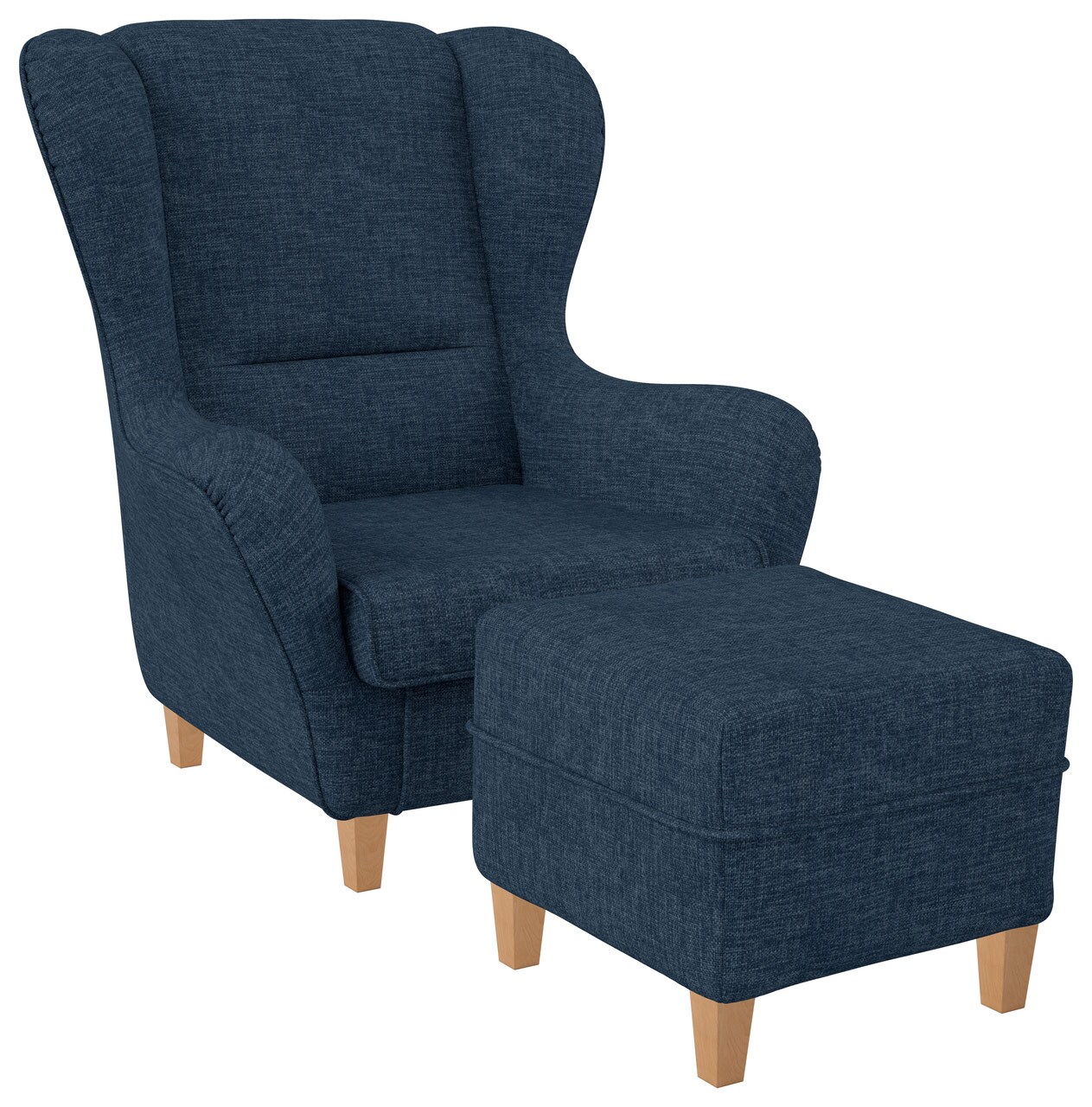 Supellex Sofia Ohrensessel mit Hocker Design Vienna Dunkelblau