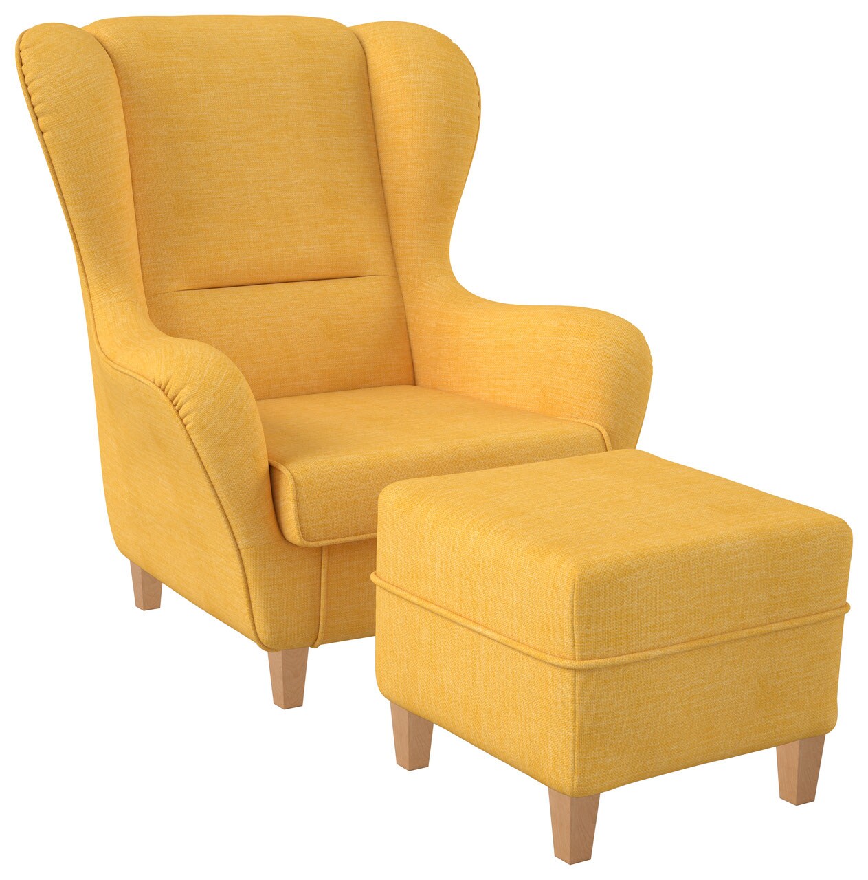 Supellex Sofia Ohrensessel mit Hocker Design Vienna Gelb
