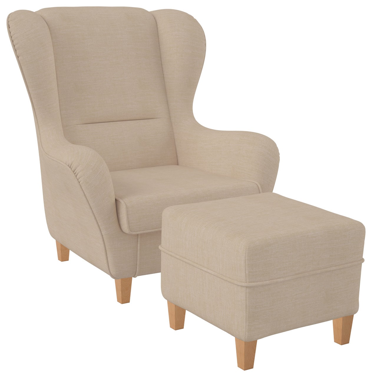 Supellex Sofia Ohrensessel mit Hocker | Design Vienna Creme-Beige? 