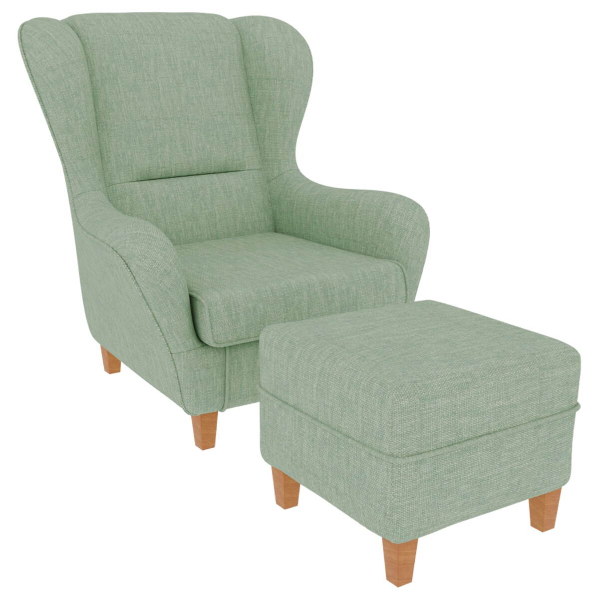 Supellex Sofia Ohrensessel mit Hocker Design Vienna Mint