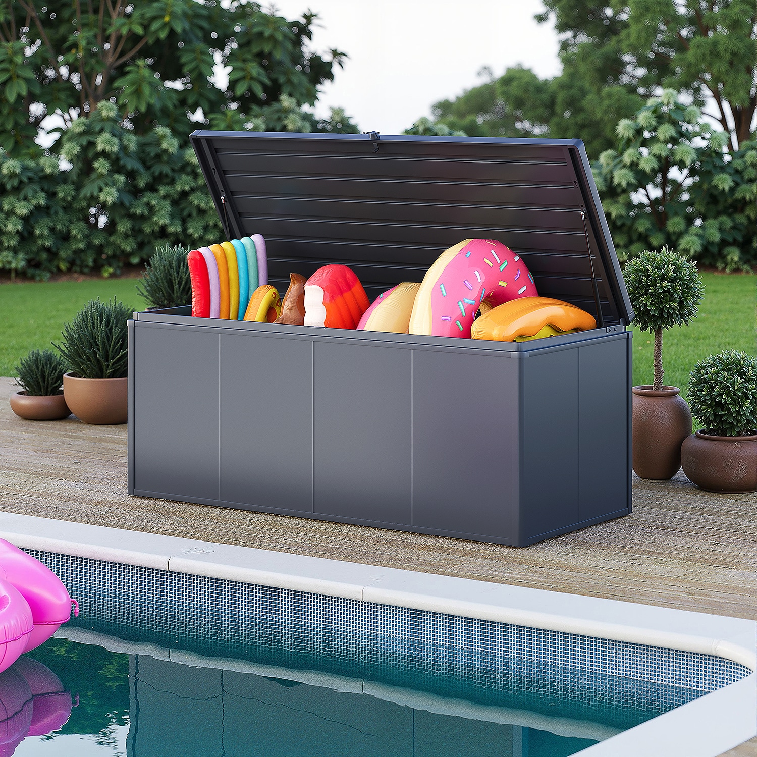 Weide Noble Gartenbox 1015 L | Aufbewahrungsbox aus Stahl | Anthrazit? 