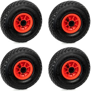 4er Set Grafner® Sackkarren/Bollerwagenrad 3.00-4 PU Luftbereifung Kunststoff Felge 