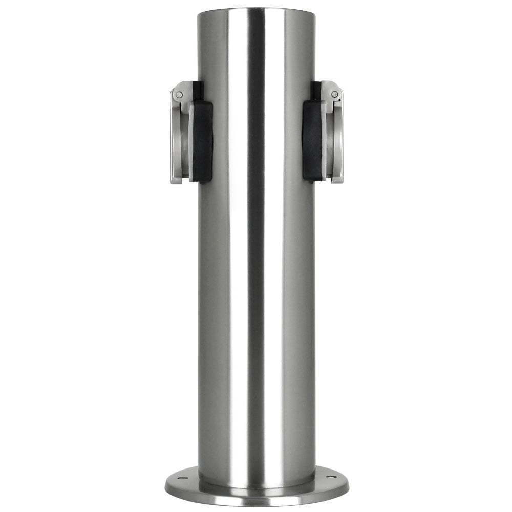 Grafner&reg; Edelstahl Steckdosens&auml;ule mit 2 Au&szlig;ensteckdosen Gartensteckdose Energies&auml;ule 