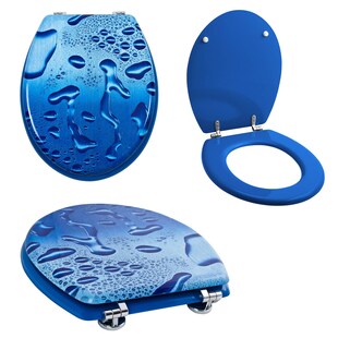 Grafner® WC Sitz aus MDF Motiv Blue Droplets Toilettendeckel 