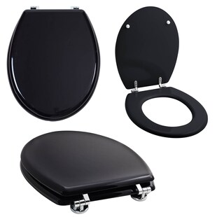 Grafner® WC Sitz aus MDF schwarz Toilettendeckel 