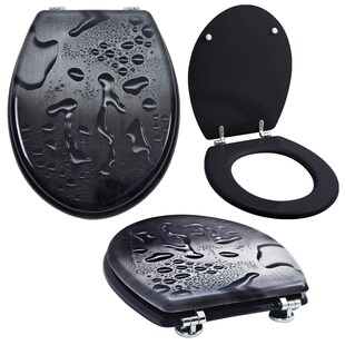 Grafner® WC Sitz mit Absenkautomatik Motiv Black Drops Toilettendeckel 