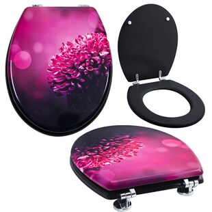 Grafner® WC Sitz aus MDF Motiv Pink Dahlia Toilettendeckel 
