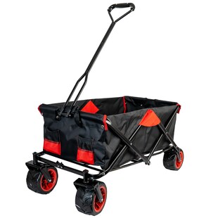 Grafner® Faltbarer Bollerwagen Offroad schwarz/rot Handwagen Klappbar 