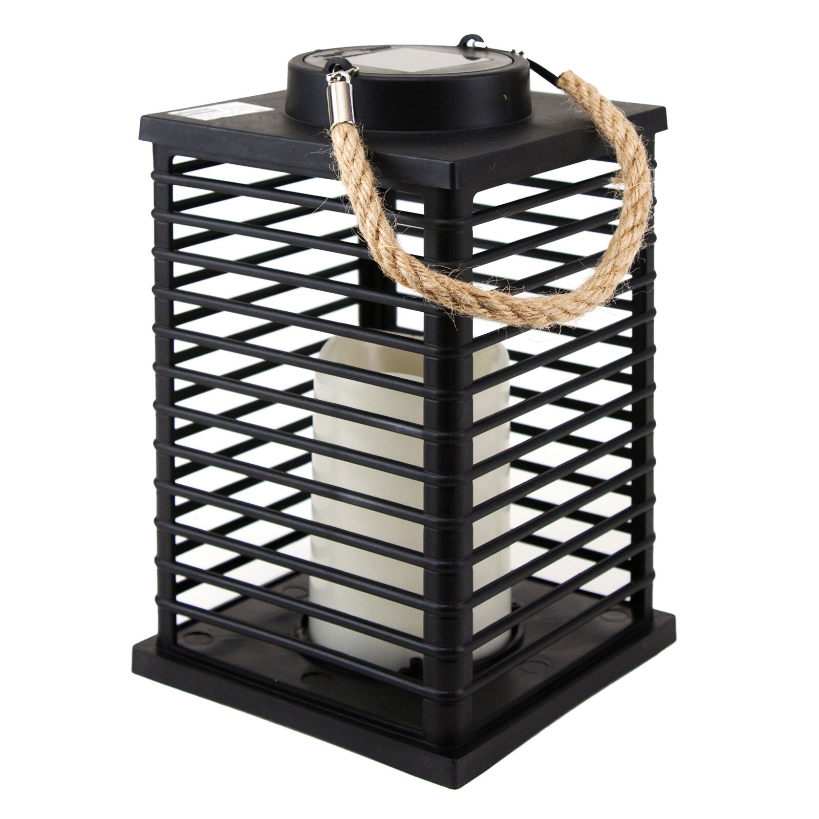 Grafner&reg; LED Solar Laterne mit Kerze 24cm Au&szlig;en Windlicht mit Kordel 