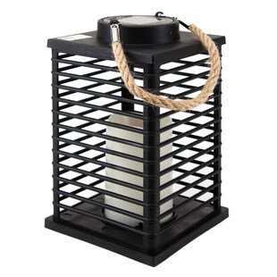 Grafner® LED Solar Laterne mit Kerze 24cm Außen Windlicht mit Kordel 