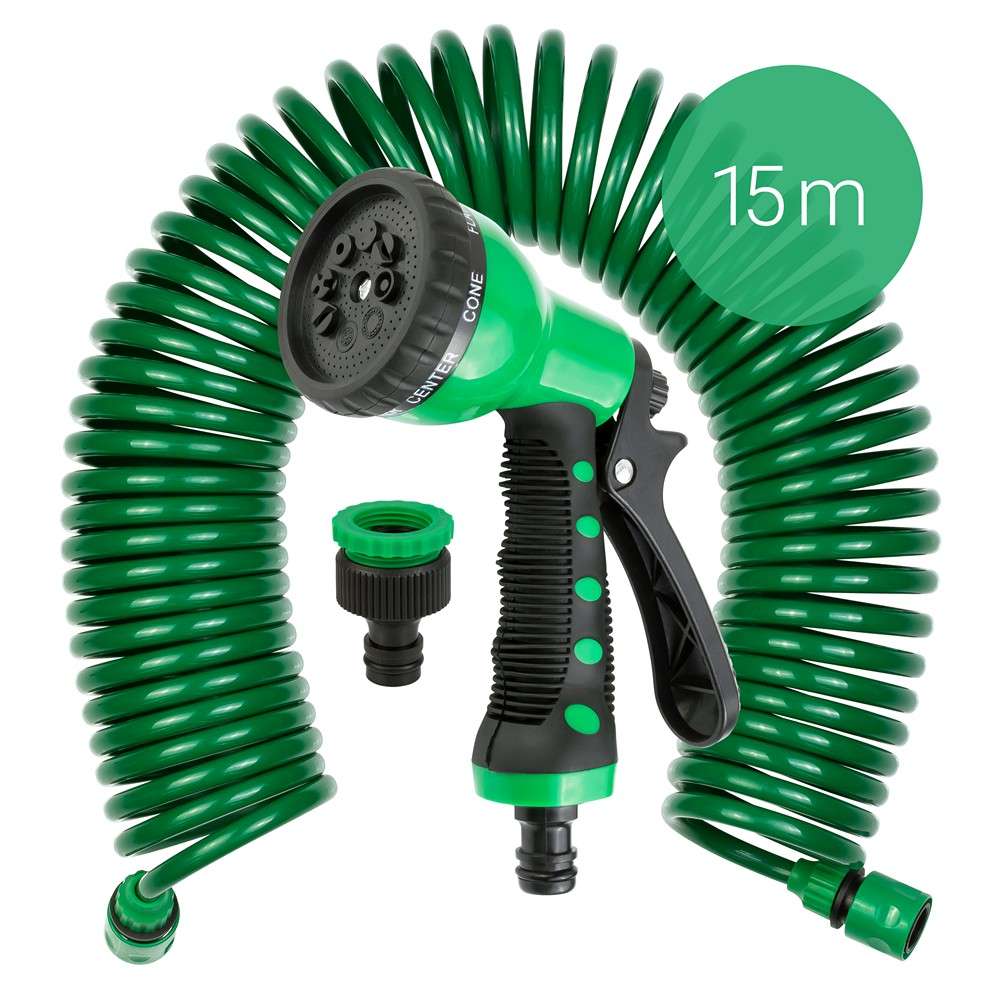 Grafner&reg; Spiralschlauch 1/2" Gartenschlauch inkl. 8 Funktionen Brause 