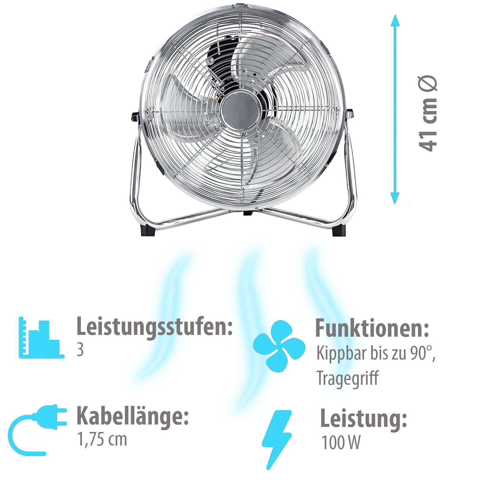 Grafner&reg; Bodenventilator Tischventilator 41cm 