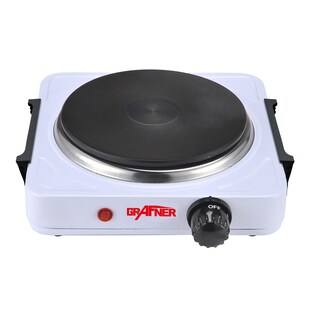 Grafner® Kochplatte einzel 1000 Watt mit klappbaren Griffen Weiß KP10877 