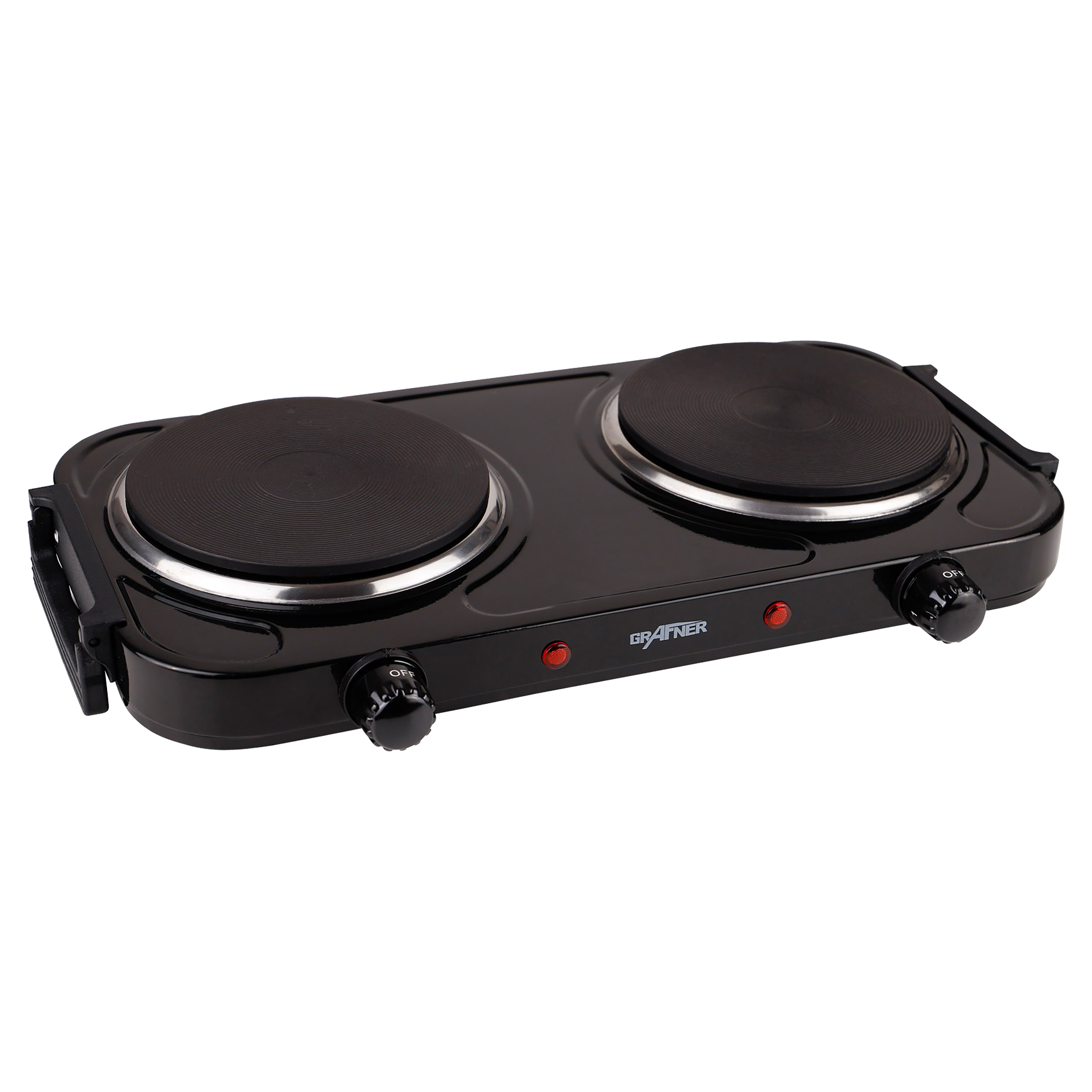 Grafner&reg; Kochplatte doppelt 2000 Watt mit klappbaren Griffen Schwarz KP10880 