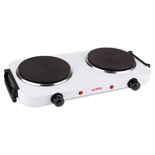 Grafner® Kochplatte doppelt 2000 Watt mit klappbaren Griffen Weiß KP10879 