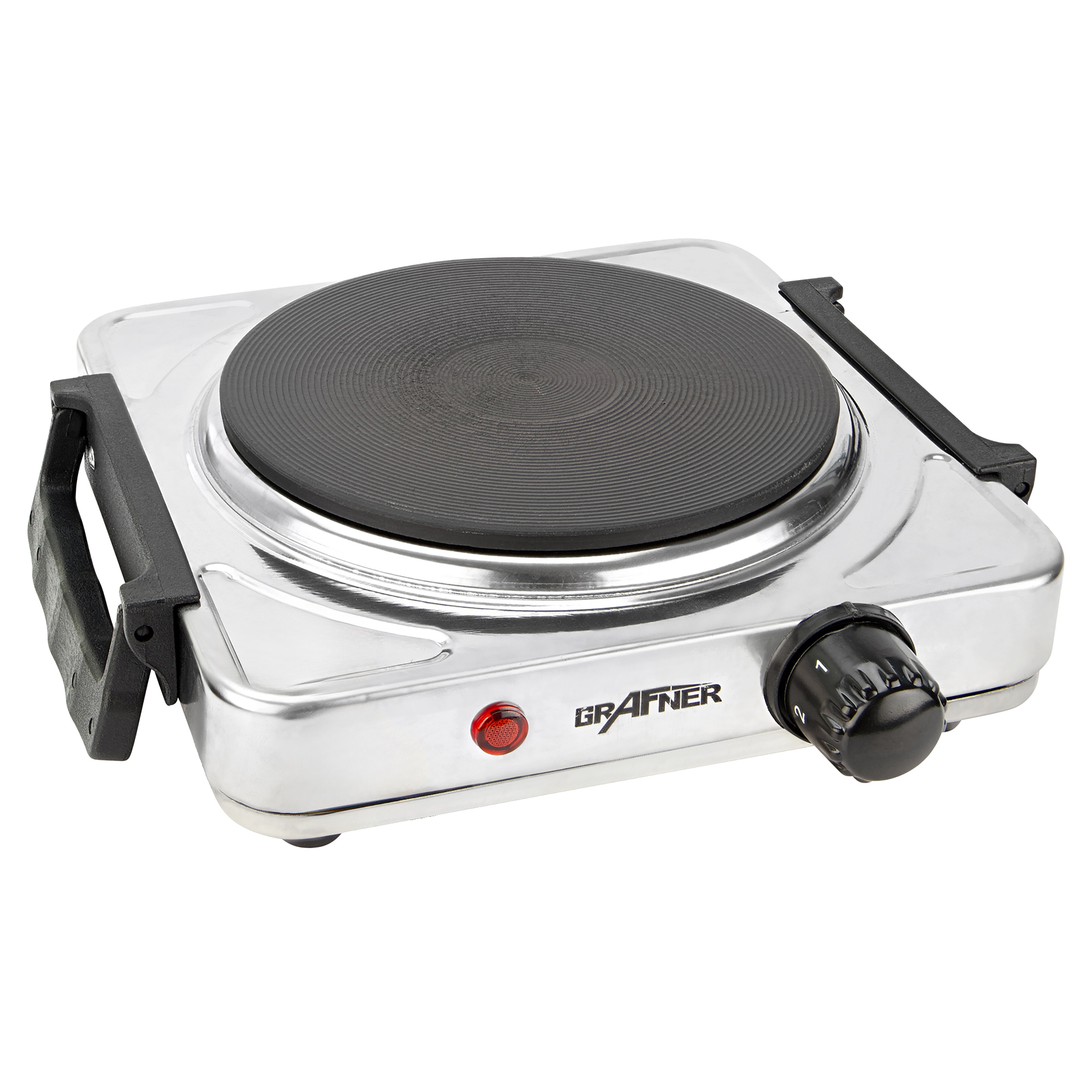 Grafner Kochplatte einzel 1000 Watt mit klappbaren Griffen Edelstahl KP10881 