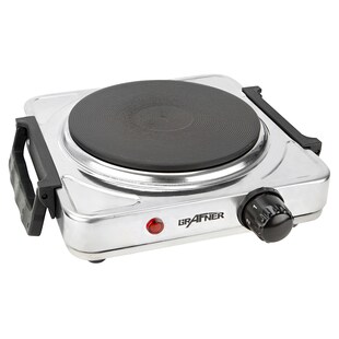 Grafner Kochplatte einzel 1000 Watt mit klappbaren Griffen Edelstahl KP10881 