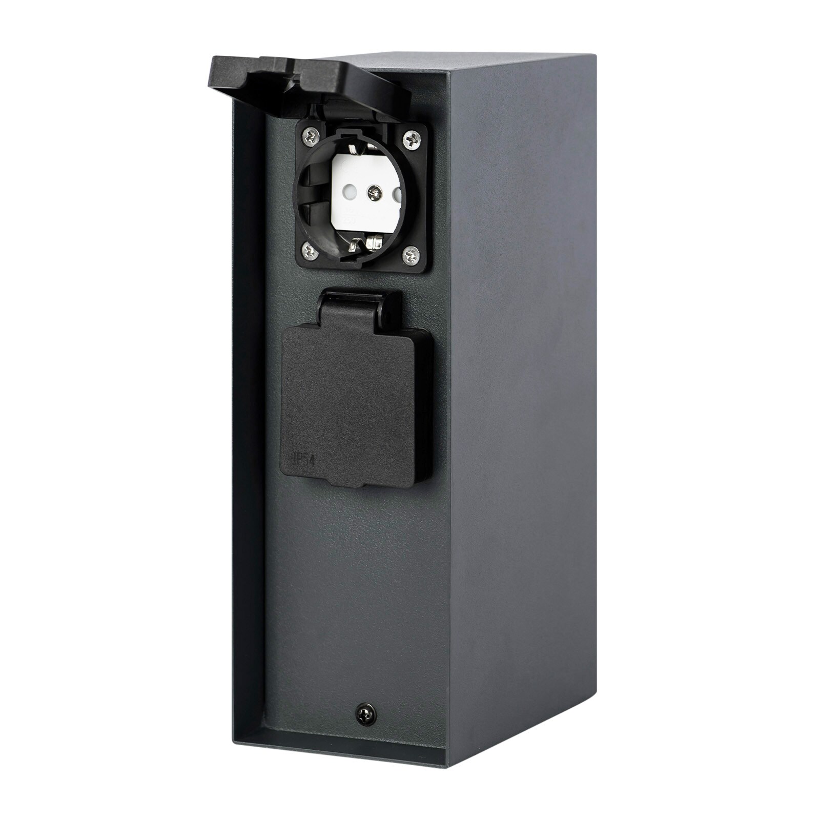 Grafner&reg; Steckdosens&auml;ule Anthrazit mit 4 Au&szlig;ensteckdosen Edelstahl Gartensteckdose Energies&auml;ule 