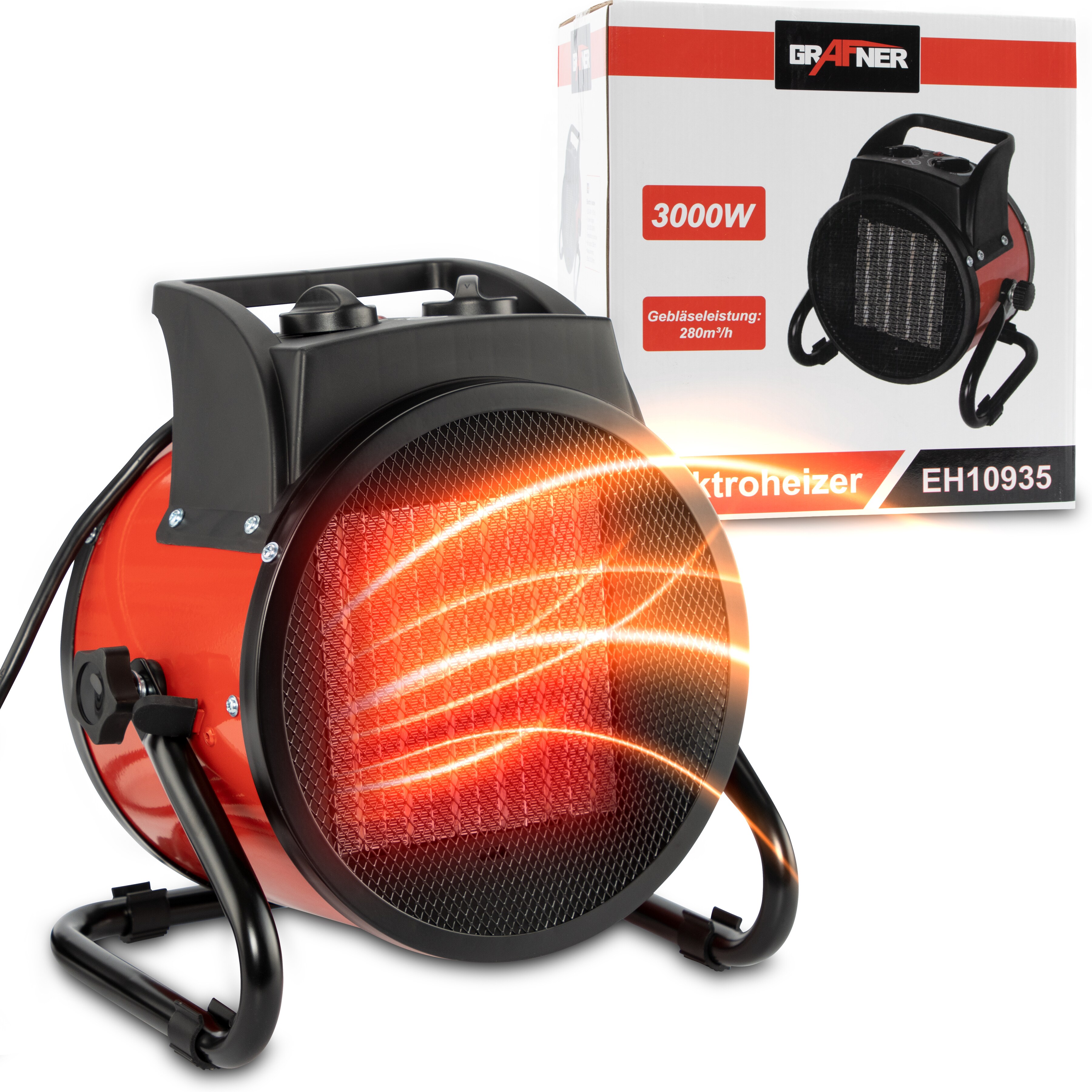 Grafner&reg; Elektroheizer Heizl&uuml;fter Bauheizer 3000 Watt Heizstrahler EH10935 