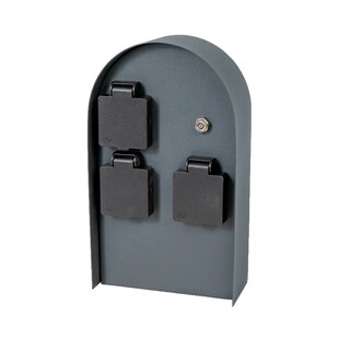 Grafner® Steckdosensäule anthrazit mit Dämmerungssensor Edelstahl Gartensteckdose Energiesäule 