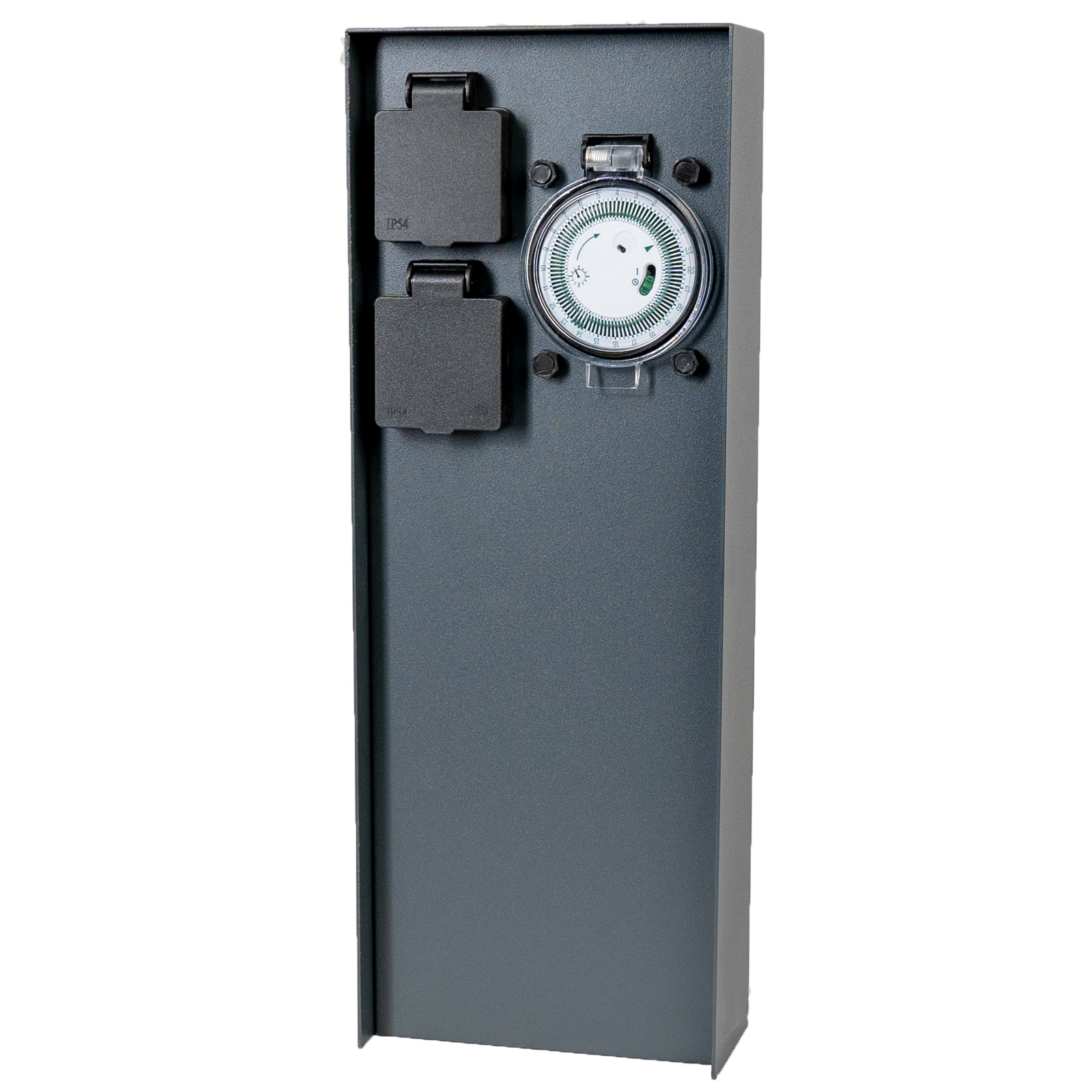 Grafner&reg; Edelstahl Steckdosens&auml;ule mit Timer 2 Au&szlig;ensteckdosen Anthrazit Gartensteckdose 