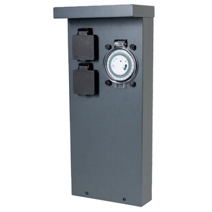 Grafner® Edelstahl Steckdosensäule mit Timer 2 Außensteckdosen Anthrazit Gartensteckdose 