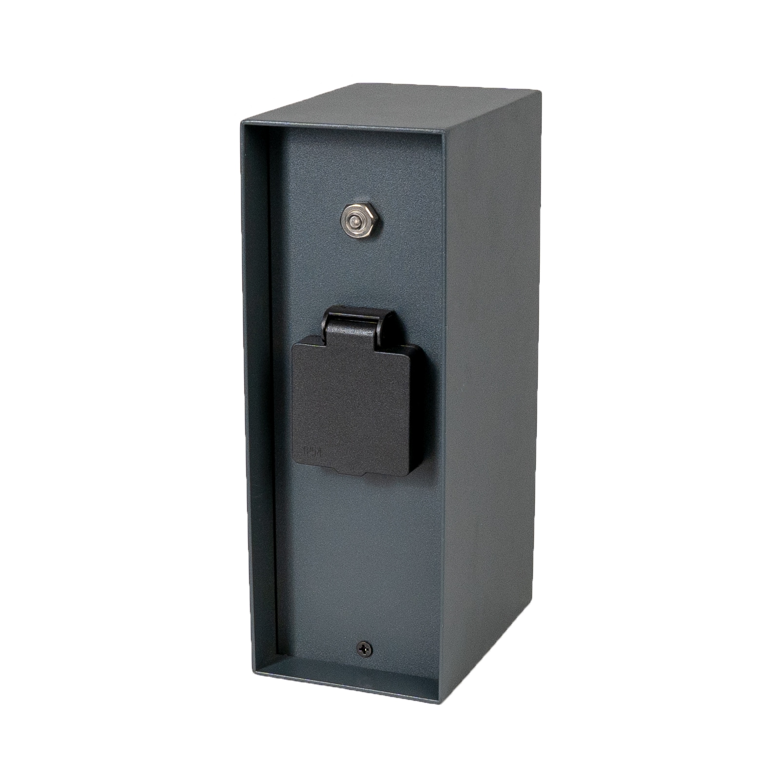 Grafner&reg; Steckdosens&auml;ule anthrazit mit D&auml;mmerungssensor Edelstahl Gartensteckdose Energies&auml;ule AS109 