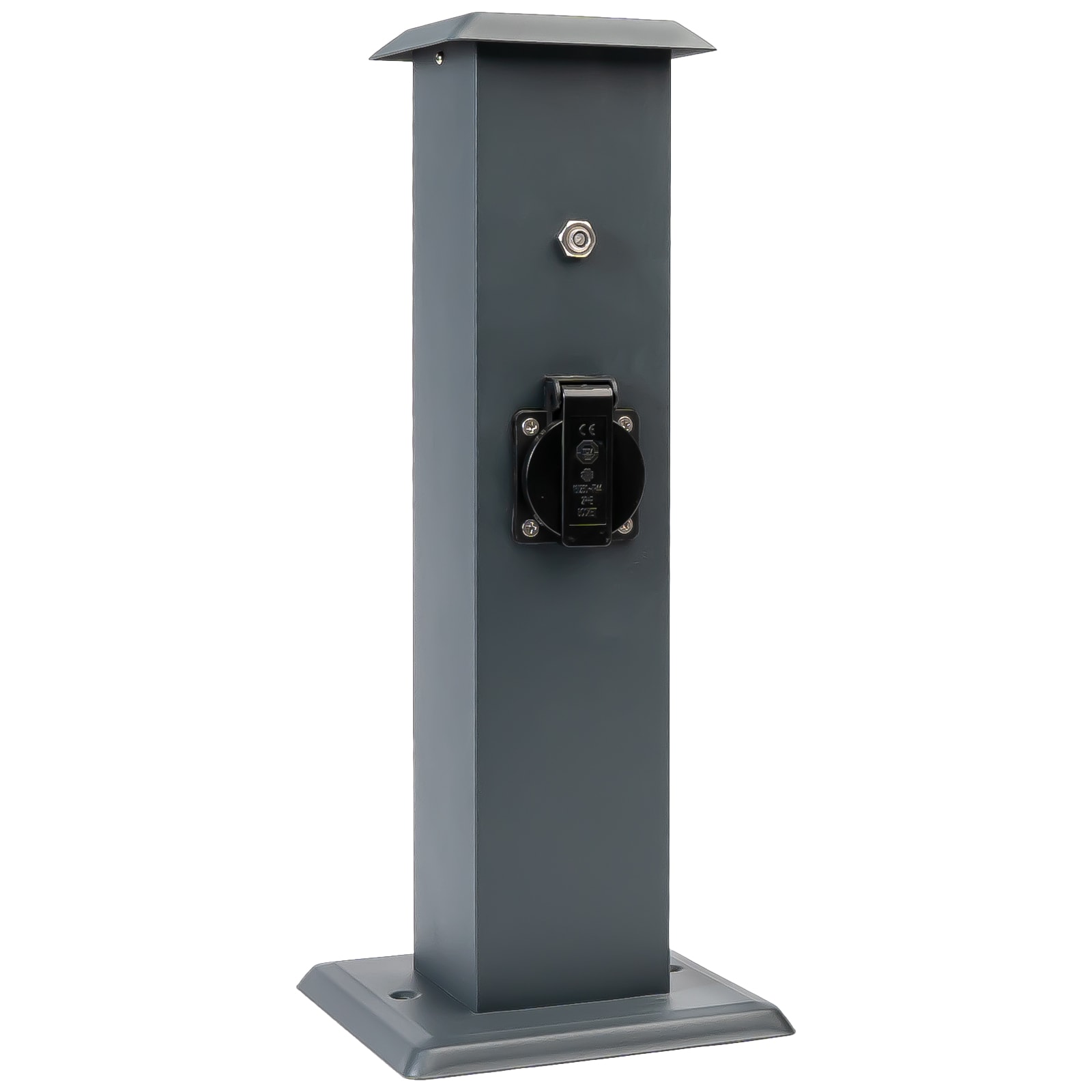 Grafner&reg; Steckdosens&auml;ule anthrazit mit D&auml;mmerungssensor Edelstahl Gartensteckdose Energies&auml;ule 