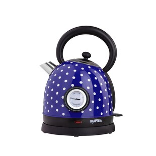 Grafner® Retro-Wasserkocher 1,8 Liter 2200 Watt mit Thermometer blau / Pünktchen  WK10863 