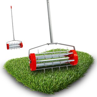Grafner® Rasenlüfter Walze Aerifiziergerät Rasenrolle Rasenbelüfter Vertikutierer 