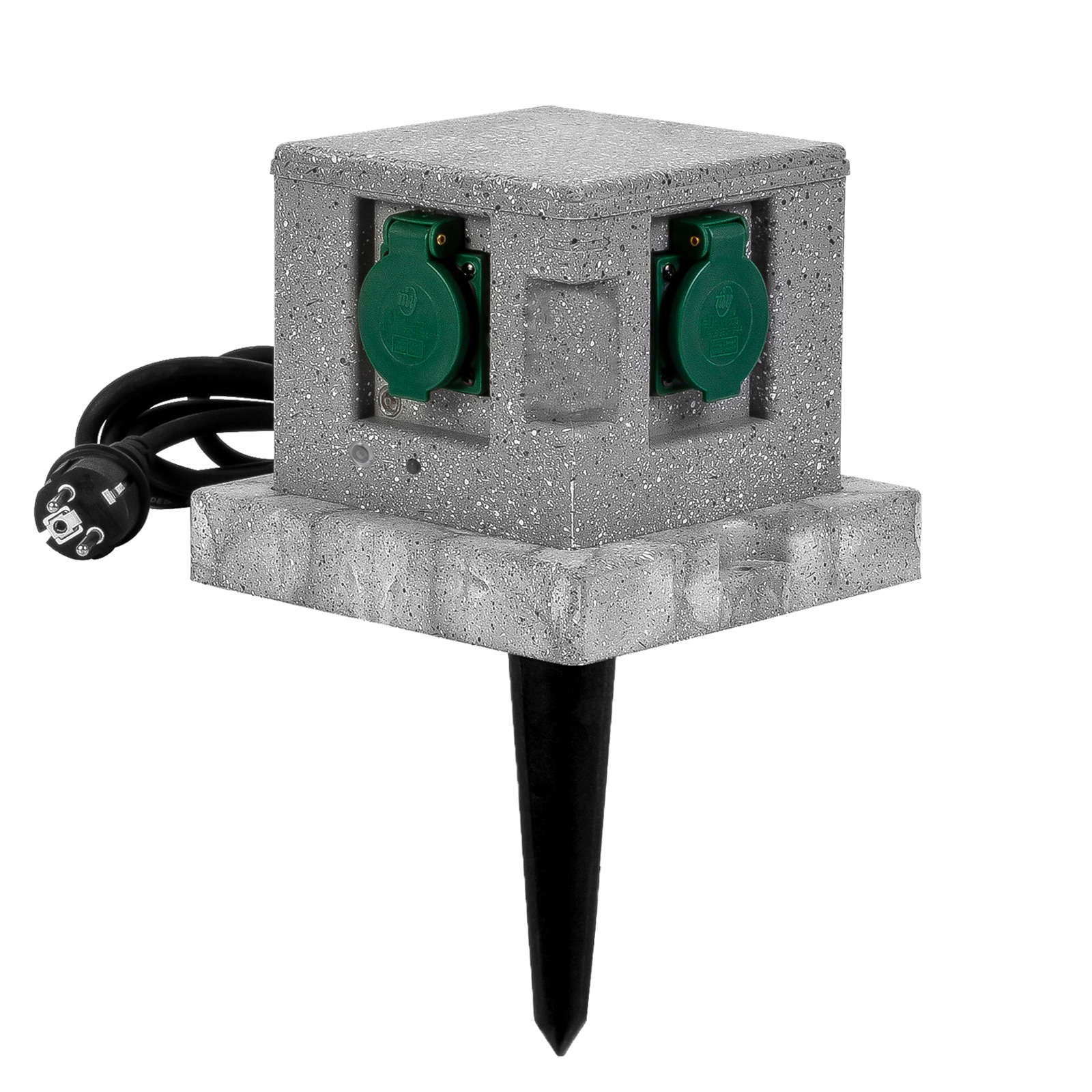 Grafner&reg; Wifi Gartensteckdose Au&szlig;ensteckdose Steinoptik Quadratisch Tuya Smart Life 