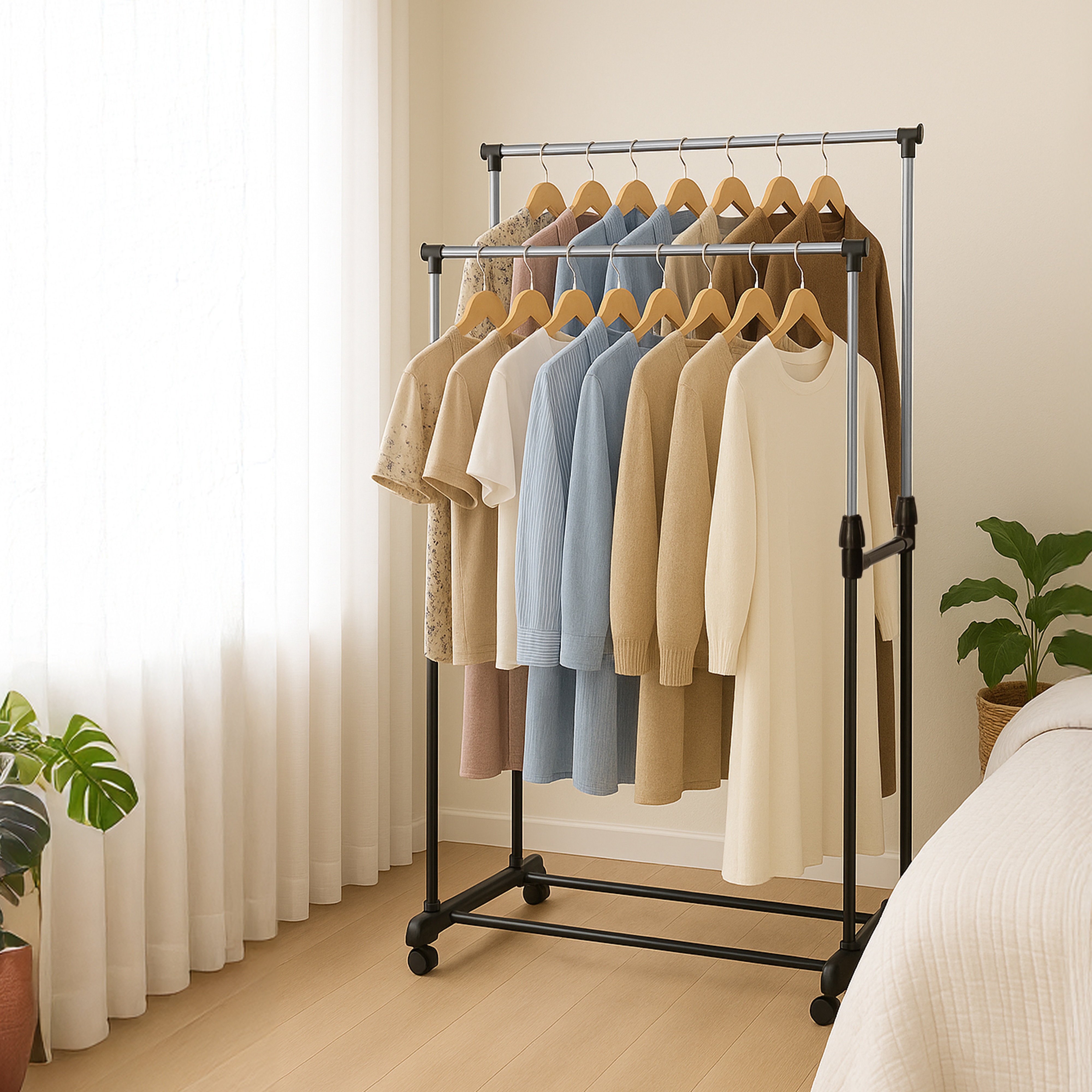 Grafner&reg; Kleiderst&auml;nder Kleiderstange aus Metall schwarz ausziehbar KS11097 