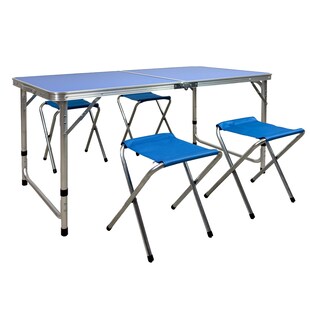 Grafner Campingtisch-Set 5 tlg. inkl. 4 Stühle höhenverstellbar 120 x 60 x 70 cm 
