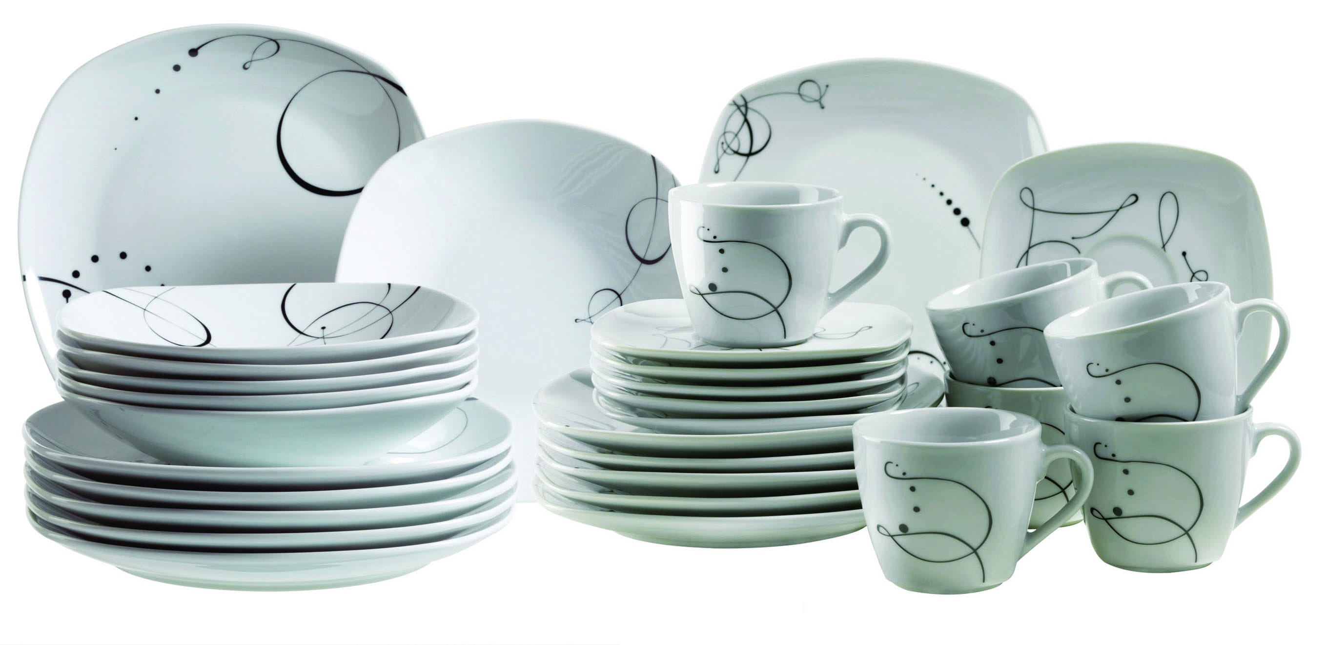 M&auml;ser Kombiservice, Porzellan CHANSON wei&szlig; 